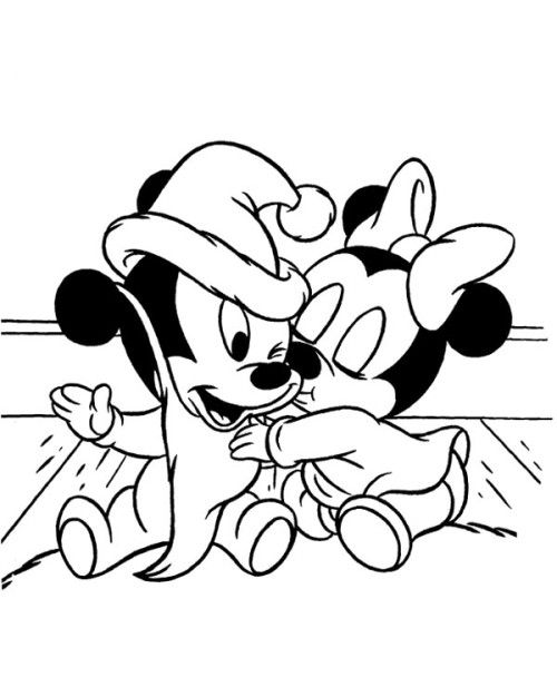 500x626 Disney Christmas Mickey Mouse And Minnie Coloring Page Mickey