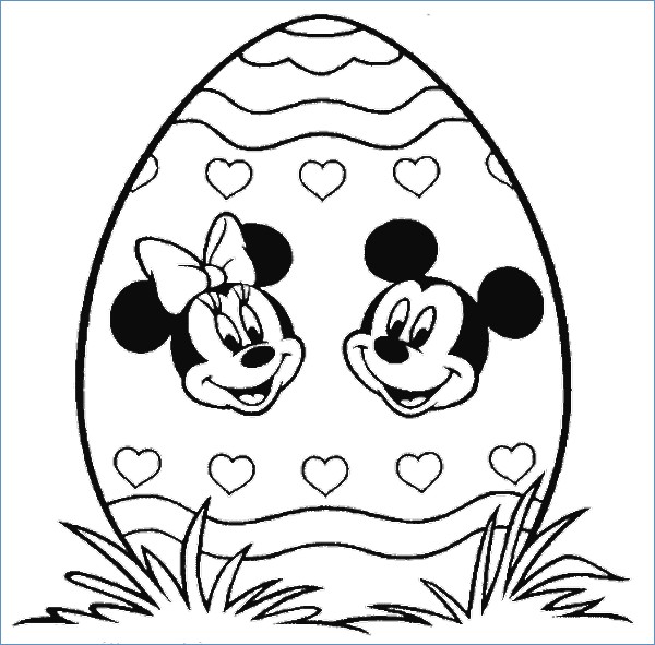 600x591 Mickey And Minnie Easter Disney Coloring Pages