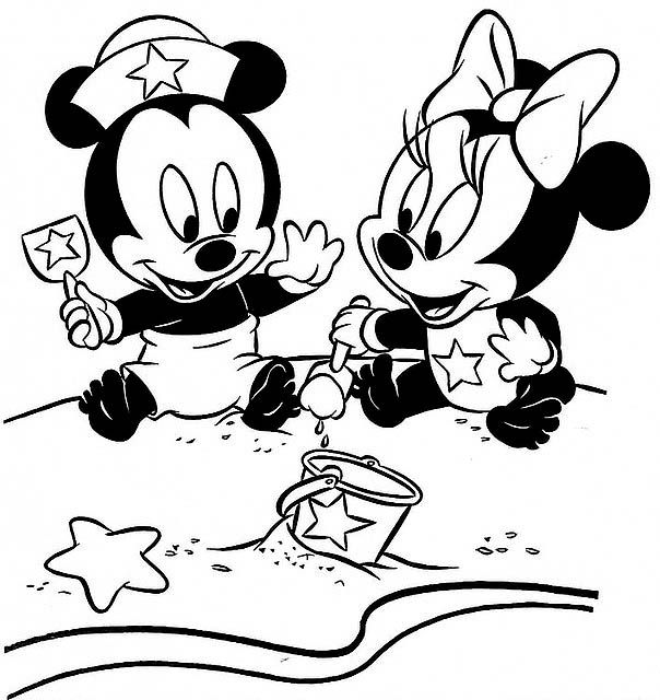 604x640 Cartoon Design Baby Mickey Mouse And Minnie Mouse Coloring Pages