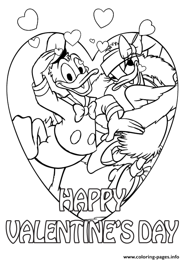 595x842 Donald Duck And Daisy On Valentine Day Disney Coloring Pages