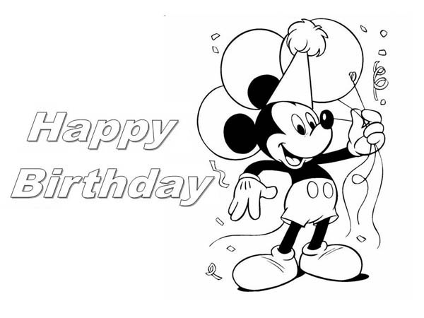 600x450 Happy Birthday Mickey Mouse Coloring Page Color Luna