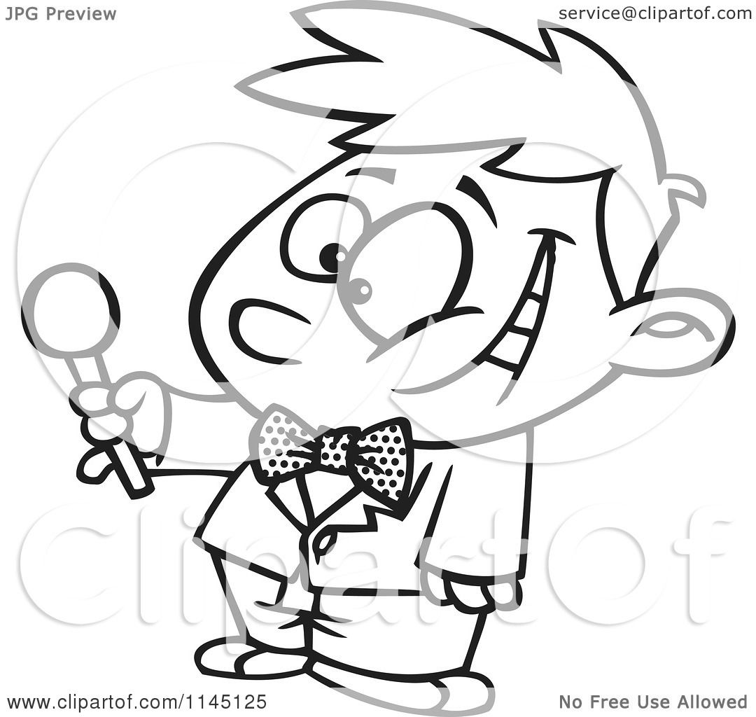 1080x1024 Cartoon Clipart Of An Interviewing Boy Holding Out A Microphone