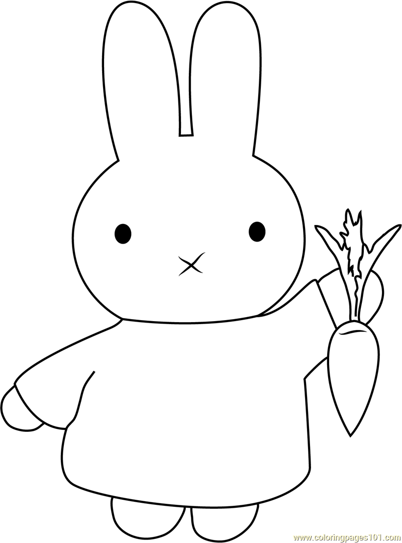 800x1079 Miffy With Carrot Coloring Page