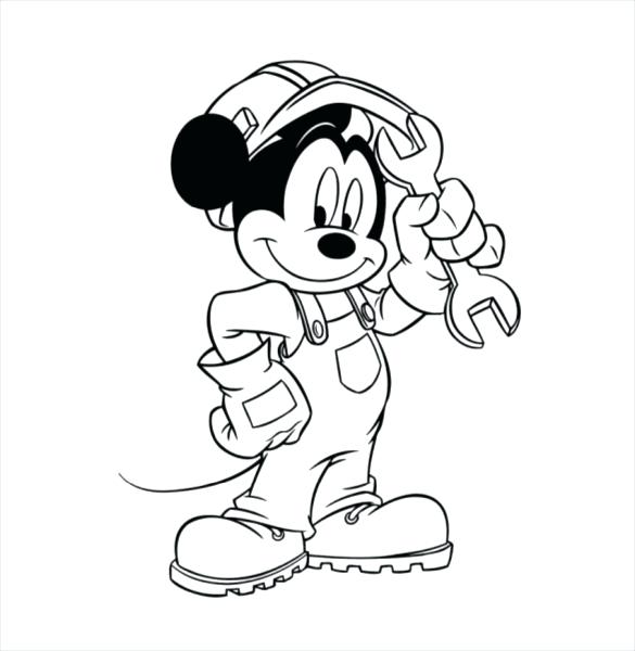 585x600 Lovely Mickey Mouse Coloring Pages Pdf Or Mickey Repairing