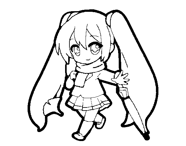600x470 Hatsune Miku Coloring Page Lineart