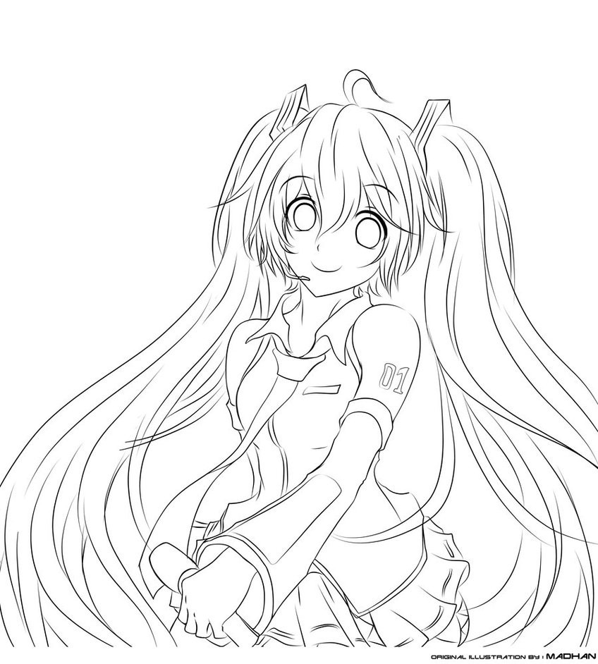 848x942 Hatsune Miku Coloring Pages Online With Brilliant