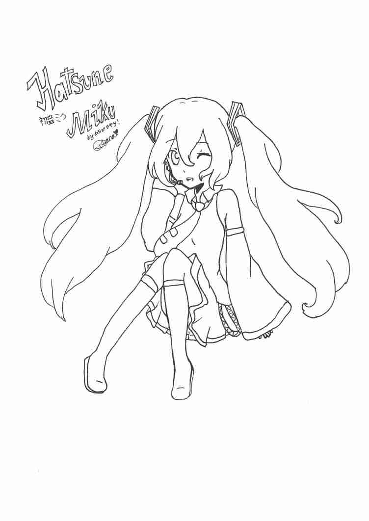 752x1062 Hatsune Miku Coloring Pages Printable For Funny Photo Incredible