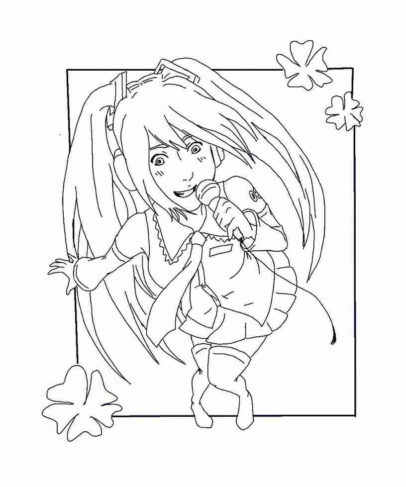 816x979 Miku Hatsune Coloring Page