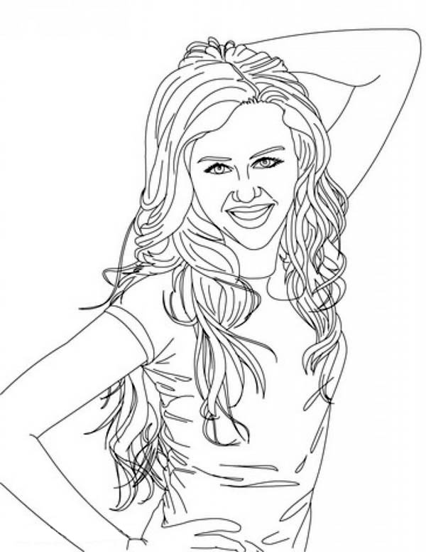 600x776 Hannah Montana Miley Cyrus Coloring Page