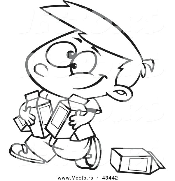 600x620 Milk Coloring Page Vector Of A Happy Cartoon Boy Carrying Quarts
