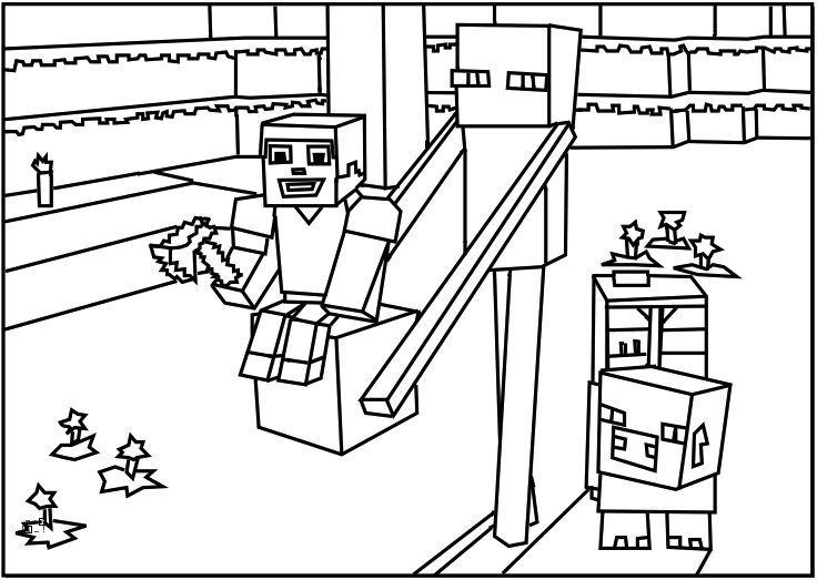736x523 Printable Minecraft Coloring Pages