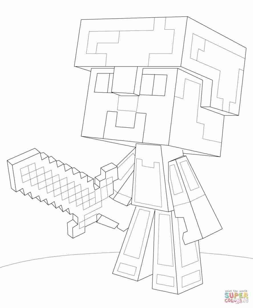 887x1080 Minecraft Coloring Pages Steve Olegratiy