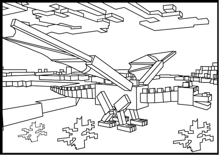 700x496 Minecraft Ender Dragon Coloring Pages