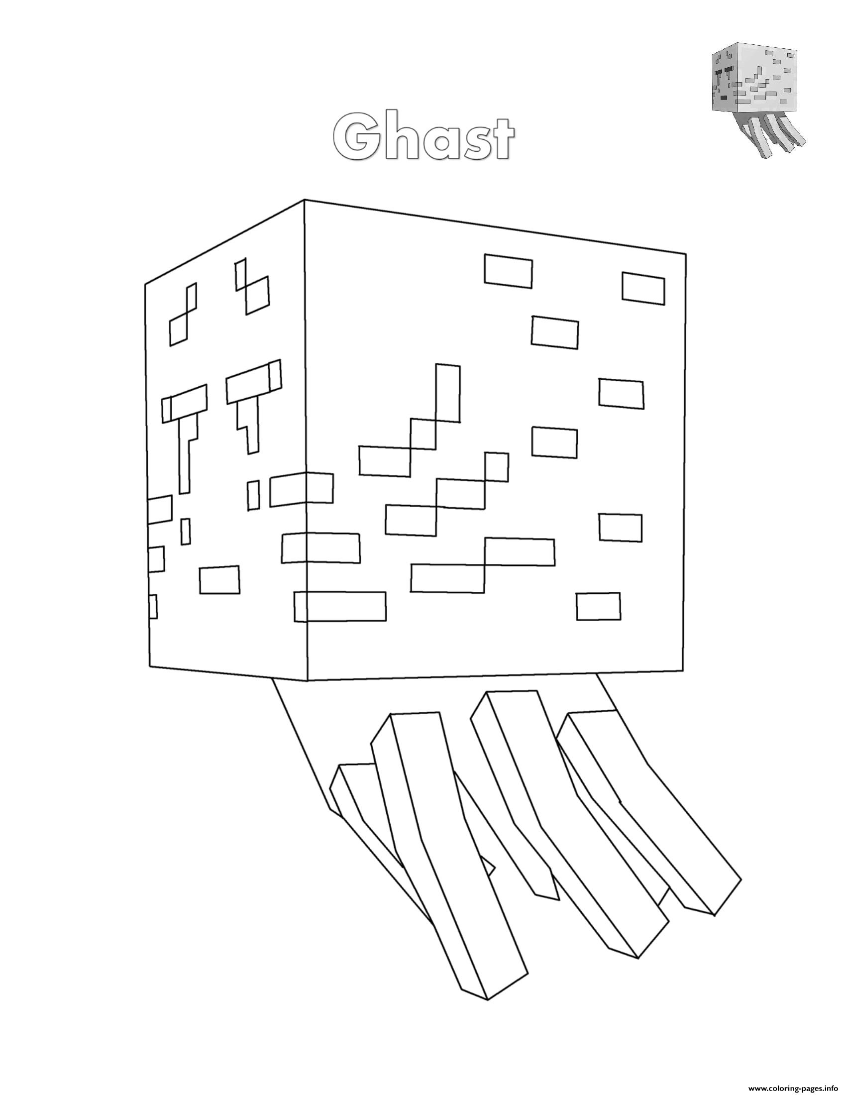 1700x2200 Ghast Minecraft Coloring Pages Printable