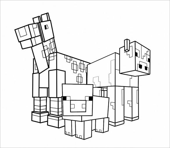 585x508 Coloring Pages Of Minecraft Animals