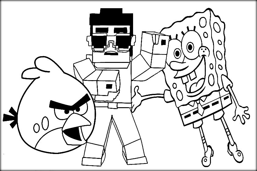 842x563 Best Cartoon And Games Minecraft Coloring Pages Free Printable