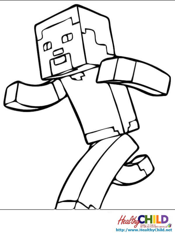 600x795 Minecraft Steve Coloring Pages