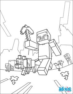 236x305 Minecraft Person Holding Sword Coloring Page