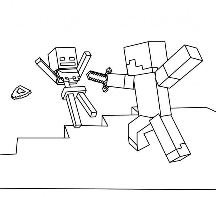 736x671 Minecraft Coloring Pages Skeletons