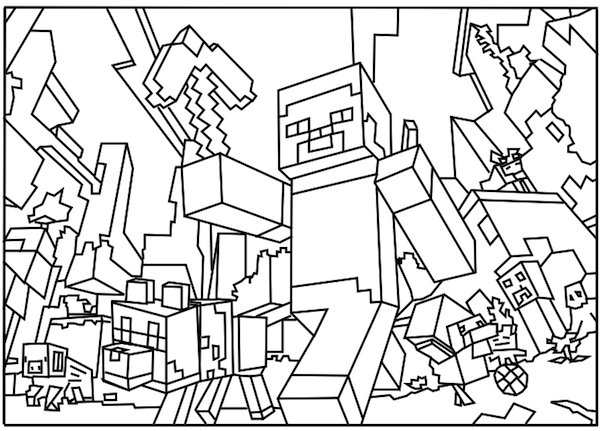 600x431 Minecraft World Coloring Page Minecraft Coloring Pages