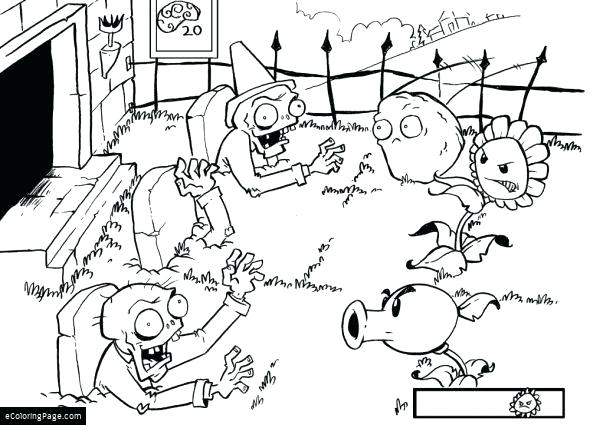 590x425 Zombie Coloring Page Plants Vs Zombies Fighting Coloring Page