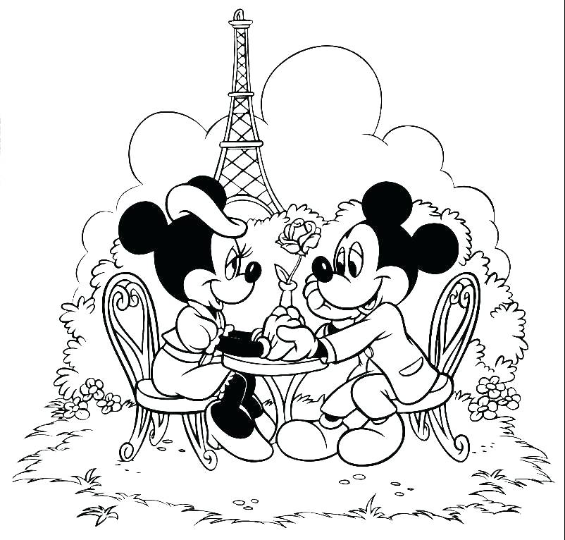 802x766 Cute Minnie And Mickey Mouse Coloring Pages Mini Page Printable