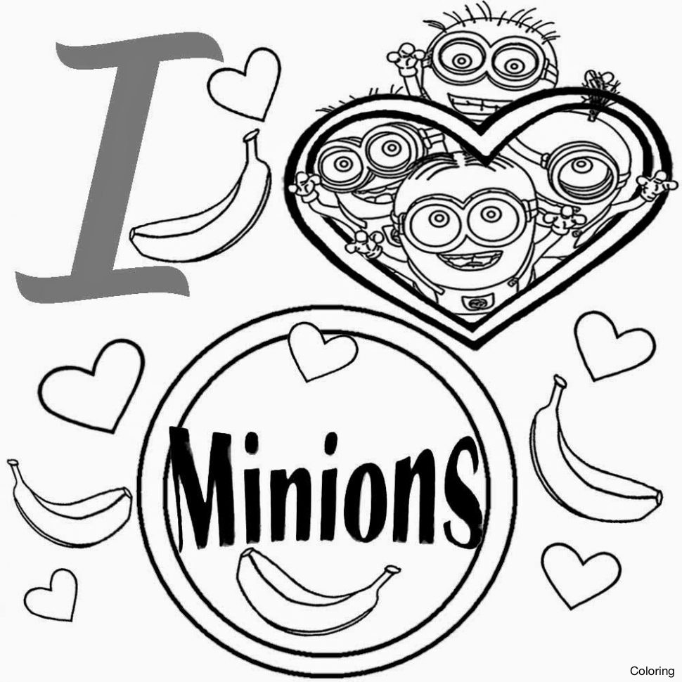 970x970 Minion Christmas Coloring Pages Throughout