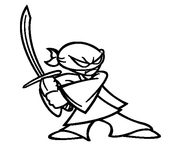 600x470 Ninja In Position Coloring Page