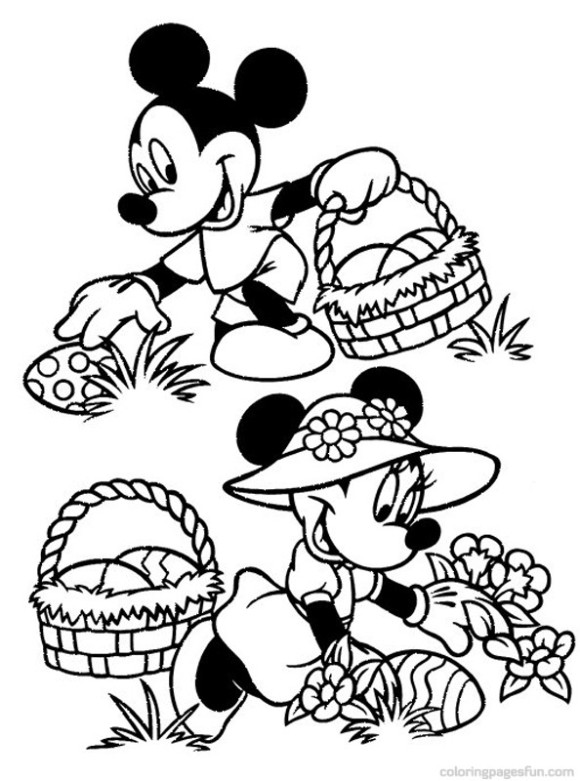 580x781 Easter Coloring Pages Disney Mickey And Minnie Mouse Spring