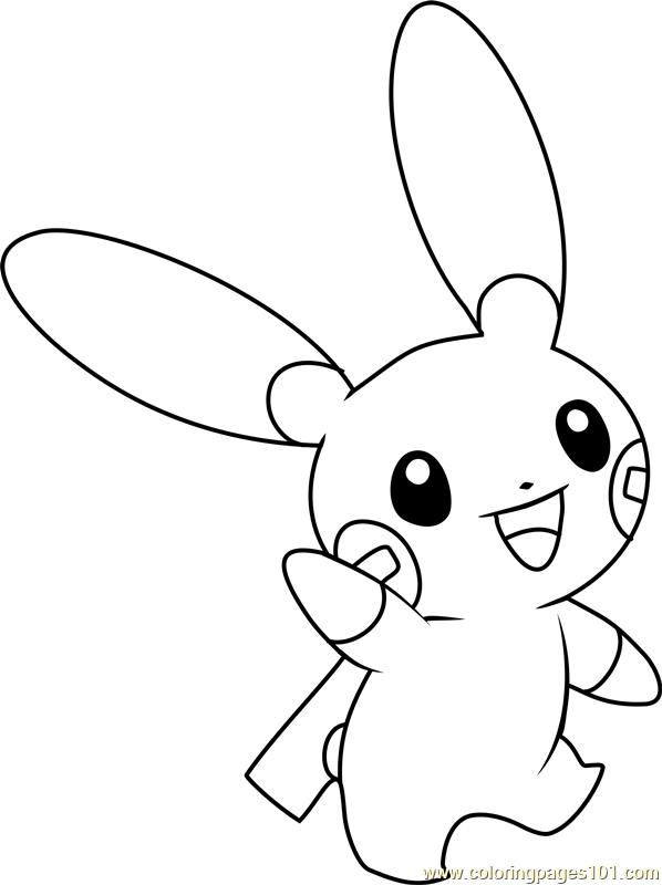 598x800 Minun Pokemon Coloring Page