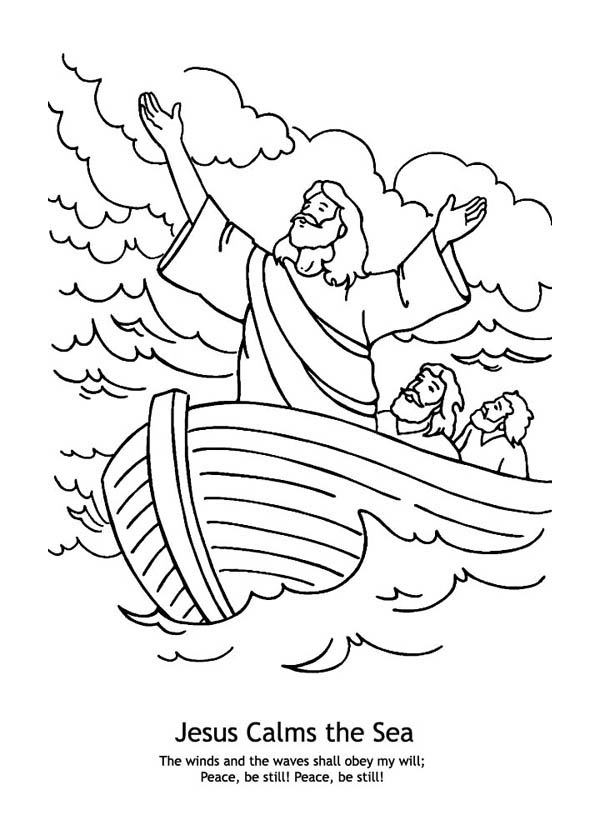 600x840 Jesus Calms The Sea In Miracles Of Jesus Coloring Page