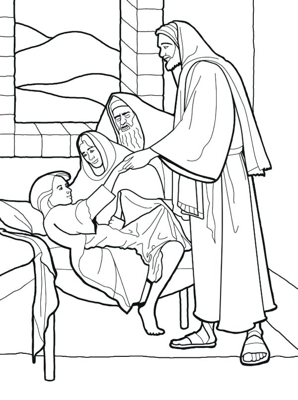 600x806 Miracles Of Jesus Coloring Pages Sick Girl Who Healed