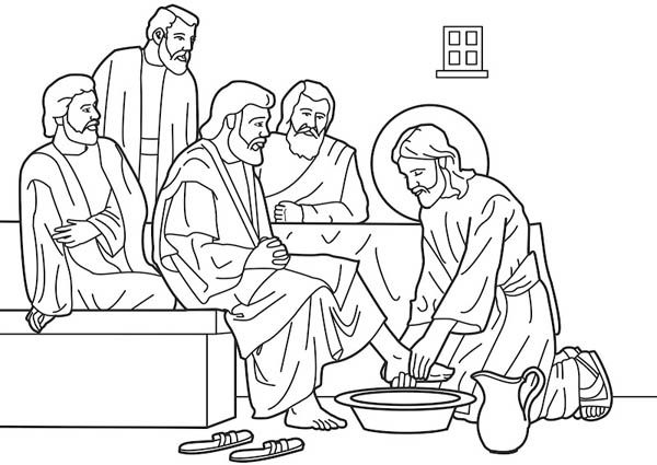 600x425 Jesus Washes The Disciples Feet Coloring Page Jesus Washes