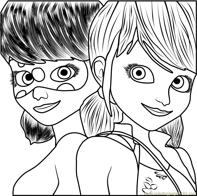 800x798 Ladybug And Cat Noir Coloring Page