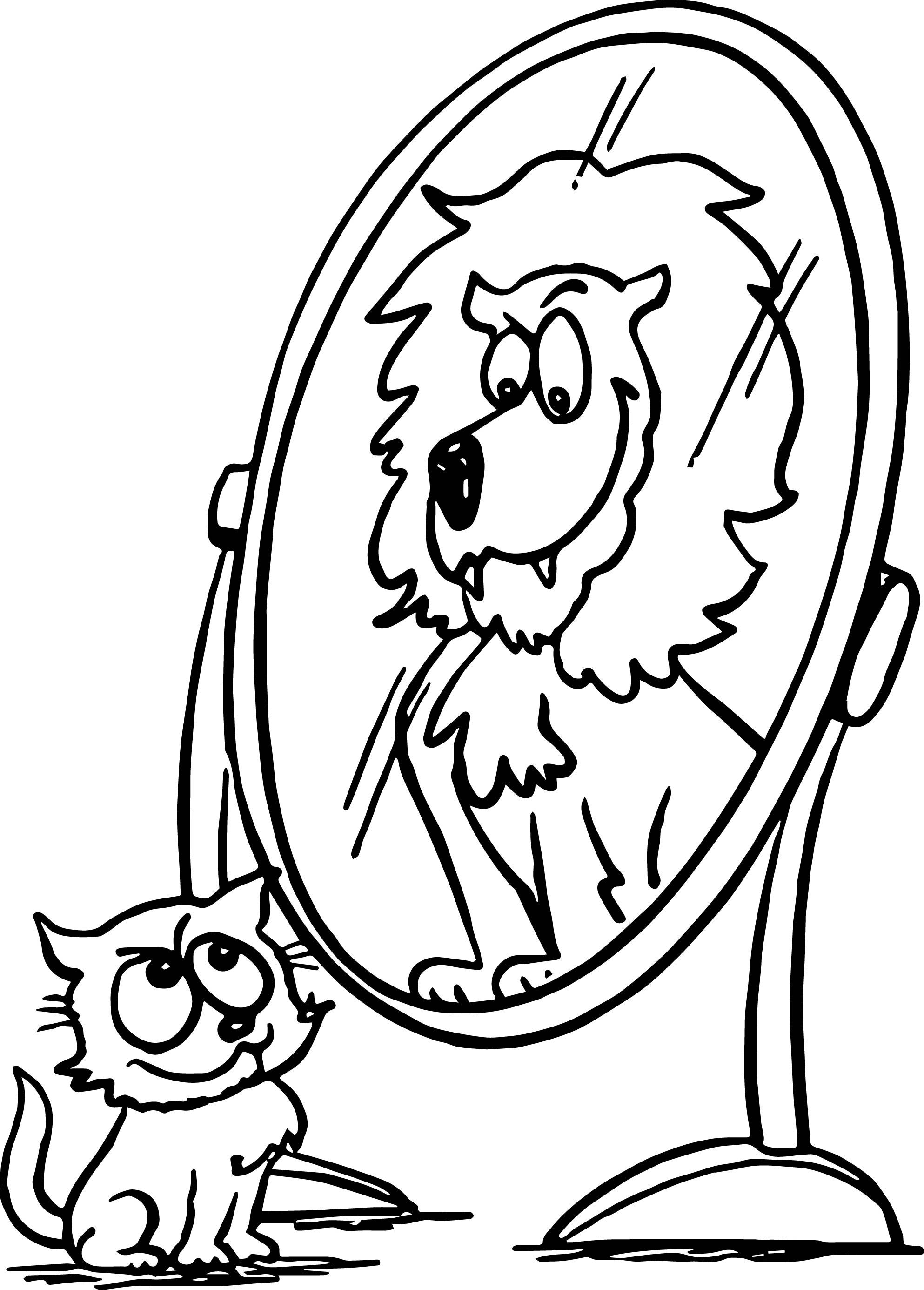 1986x2771 Fascinating Activity Animal Cat Lion Mirror Coloring Page