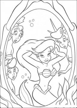 257x360 Beautiful Ariel In The Mirror Coloring Page Cartoon Pages