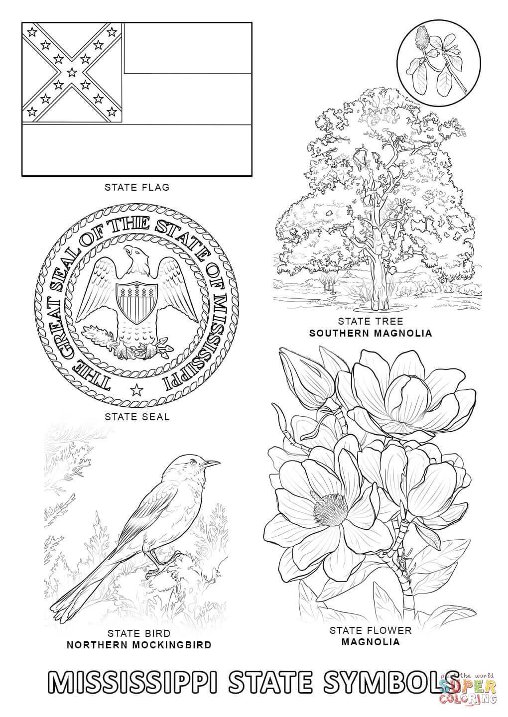 1020x1440 Mississippi State Symbols Coloring Page Free Printable Coloring