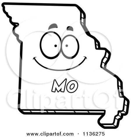 450x470 Cartoon Clipart Of An Outlined Happy Missouri State Character