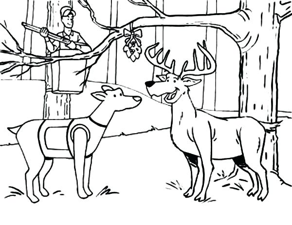 600x463 Deer Hunting Coloring Pages Hunting Deer And A Dog Under