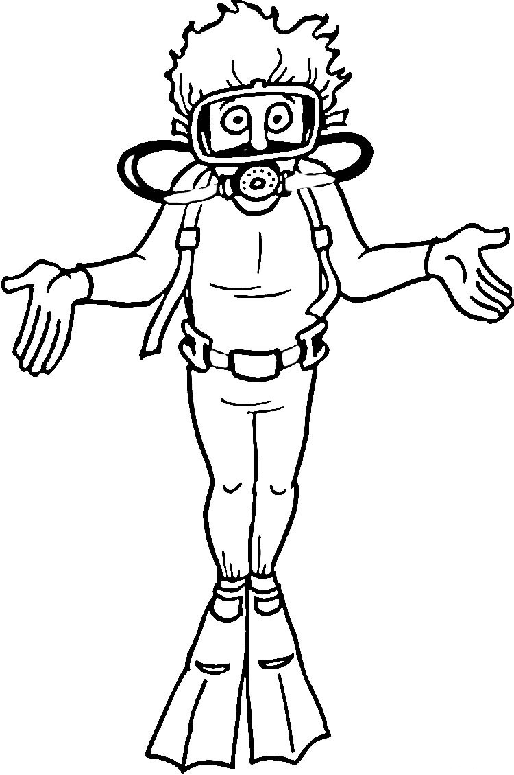 750x1129 New Scuba Diver Coloring Page Editing Printable
