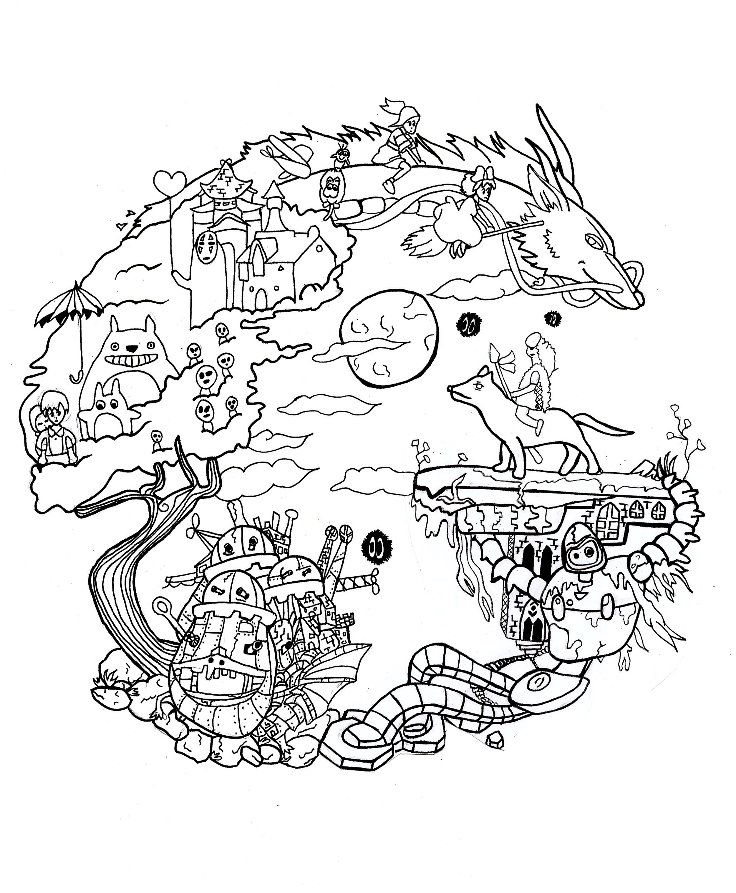 2500x3035 Studio Ghibli Coloring Book