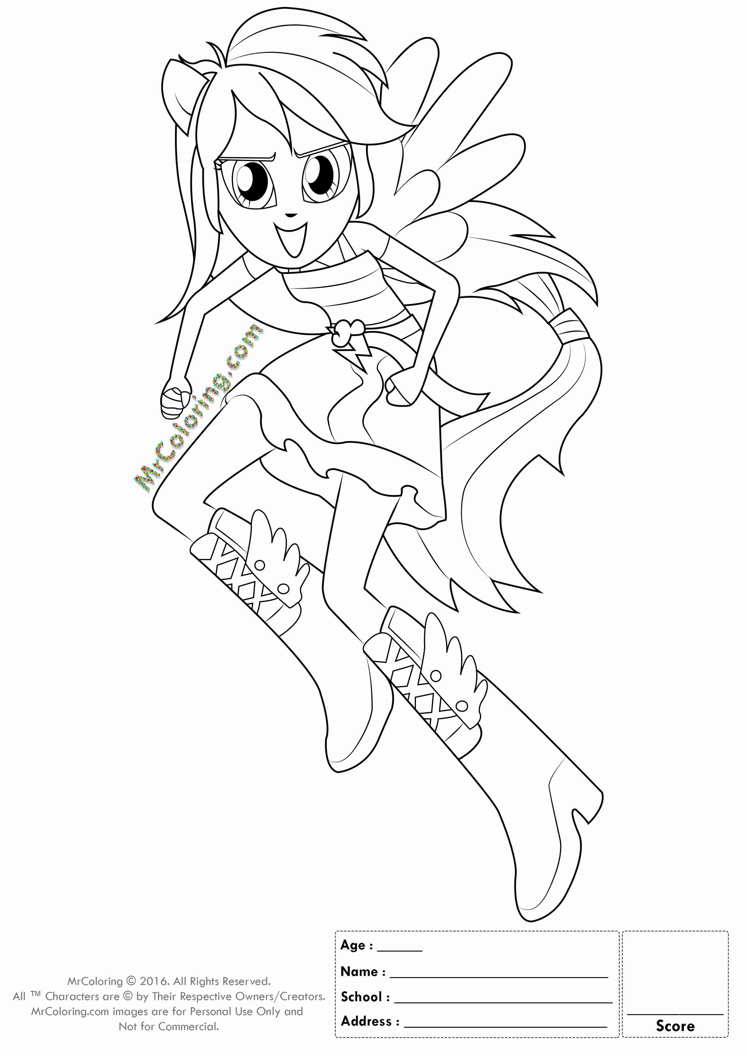 2480x3508 My Little Pony Coloring Pages Rainbow Dash Equestria Girls