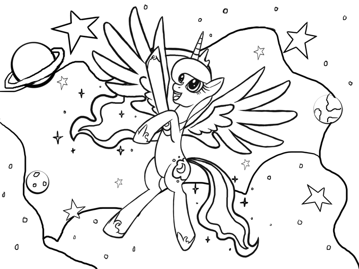 734x550 Princess Luna Coloring Page
