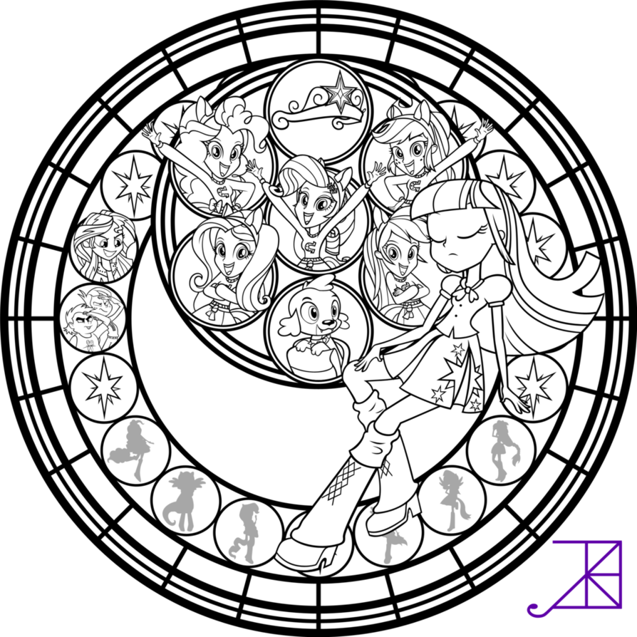 894x894 Equestria Girls Stained Glass Coloring Page