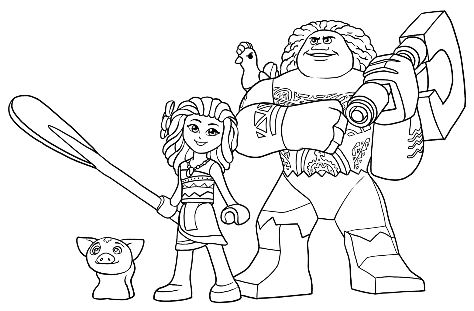 1560x1024 Lego Moana And Maui Coloring Page