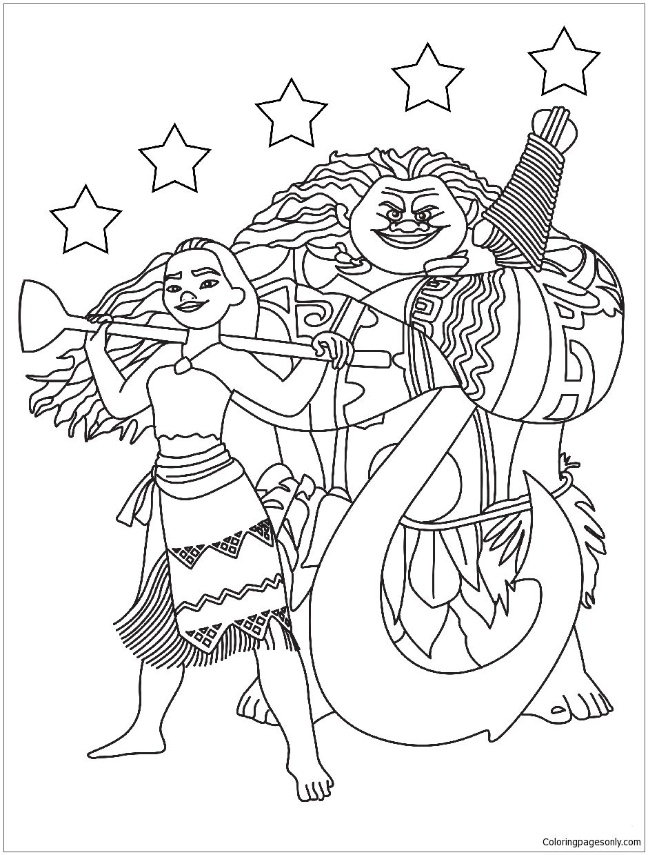 940x1239 Moana Maui With The Stars Coloring Page Moana Coloring Pages