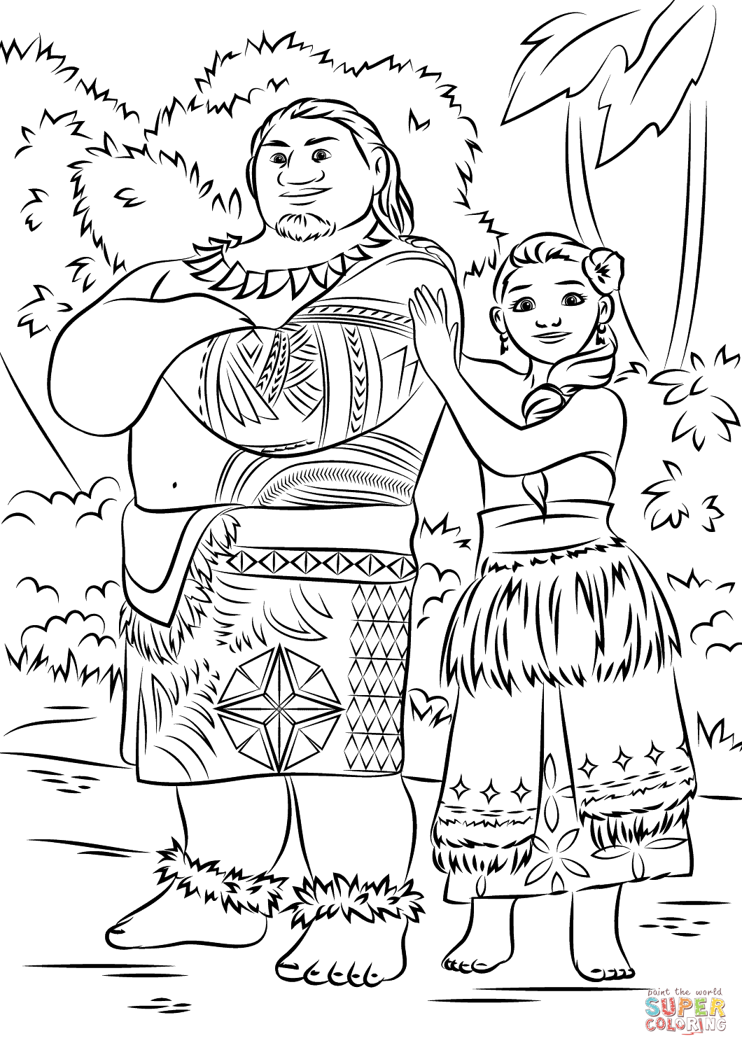 1060x1500 Tui And Sina From Moana Super Coloring Color Page Kids