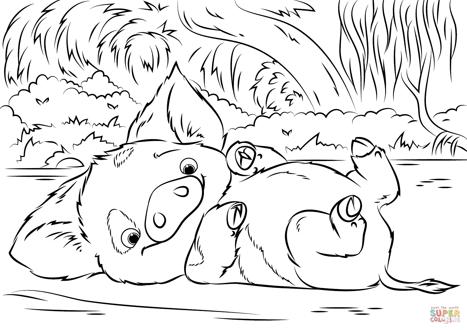 1500x1060 Complete Coloring Pages Of Moana Pua Pet Pig From Page Free