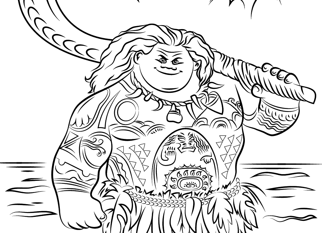 1060x768 Maui From Moana Coloring Page Free Printable Pages Cartoons Te
