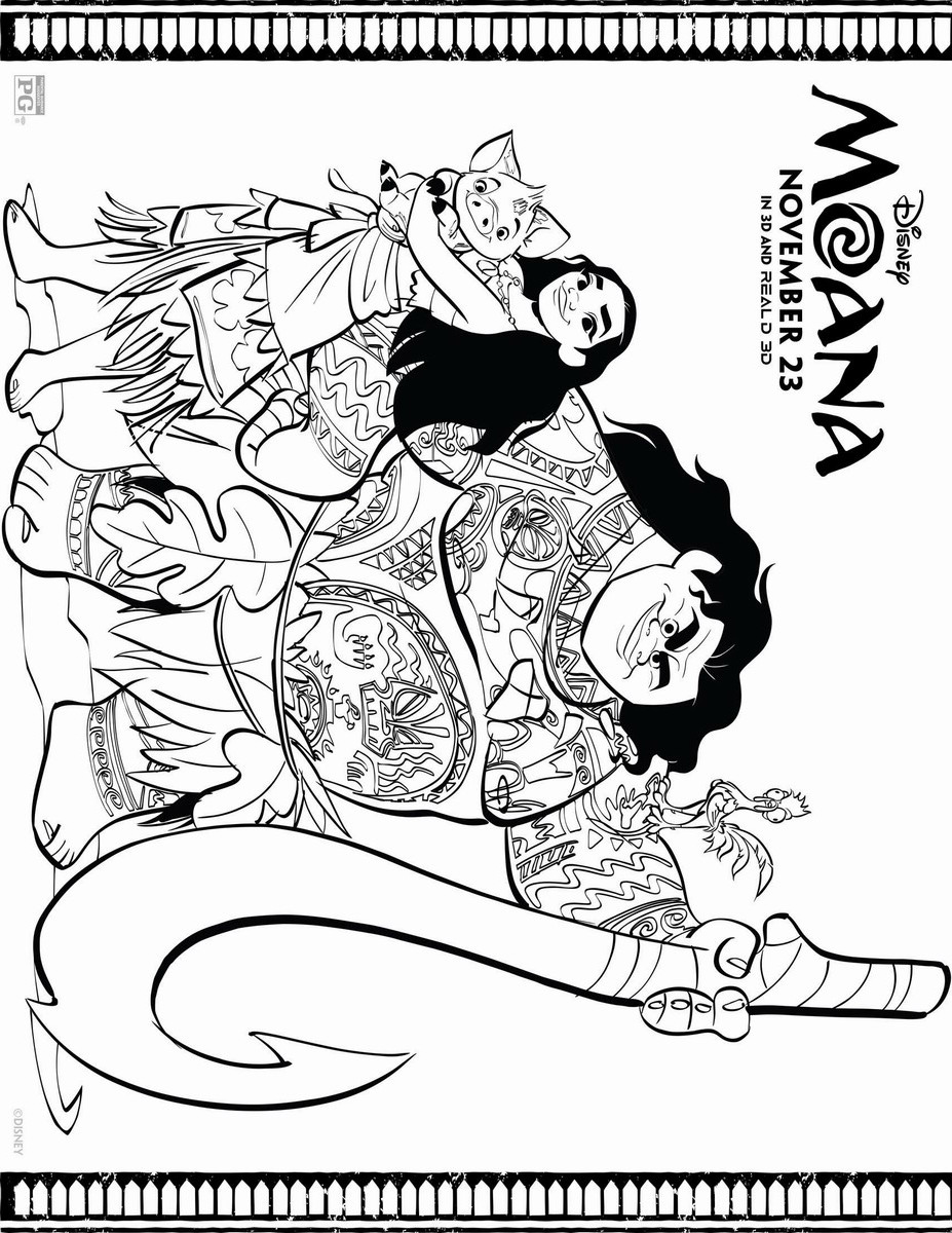 927x1200 Moana Coloring Pages